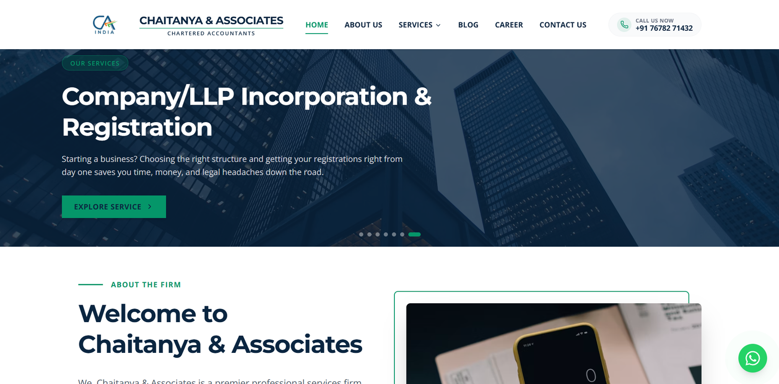 Chaitanya & Associates — Legal & Tax Consulting (ya Financial & Legal Services) case study screenshot